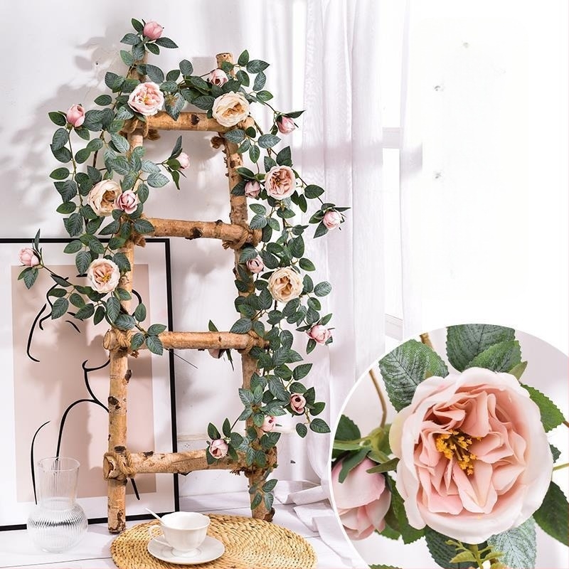 Viță artificială din mătase cu trandafiri, decor pe perete pentru nuntă, exterior și recuzită pentru fotografie