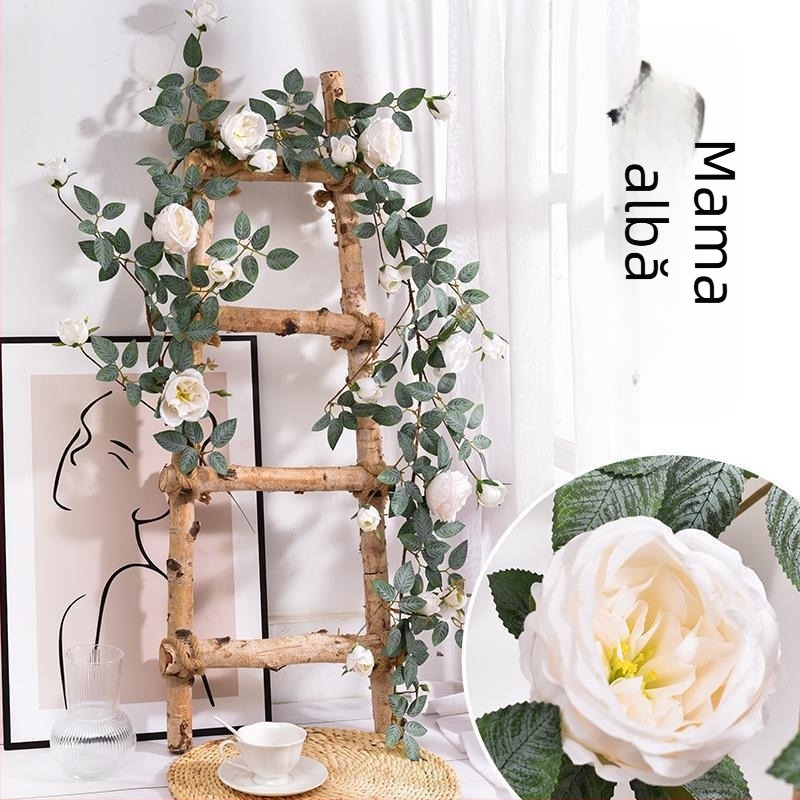 Viță artificială din mătase cu trandafiri, decor pe perete pentru nuntă, exterior și recuzită pentru fotografie