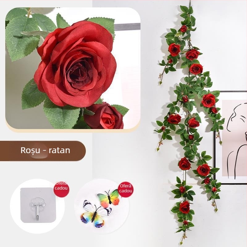 Viță artificială din mătase cu trandafiri, decor pe perete pentru nuntă, exterior și recuzită pentru fotografie