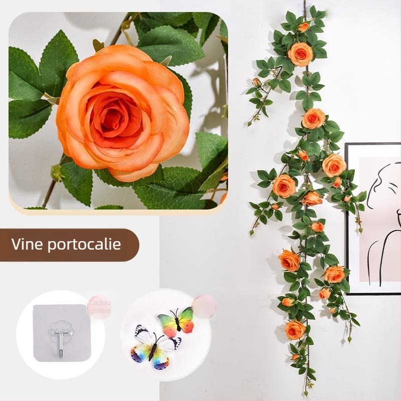 Viță artificială din mătase cu trandafiri, decor pe perete pentru nuntă, exterior și recuzită pentru fotografie