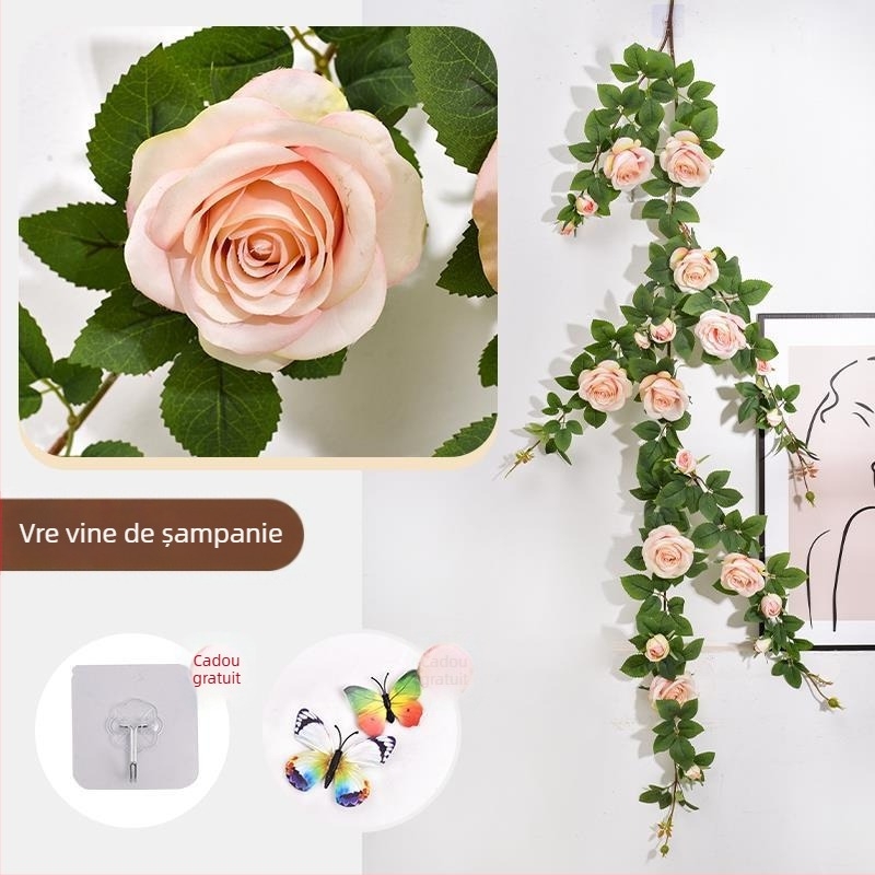 Viță artificială din mătase cu trandafiri, decor pe perete pentru nuntă, exterior și recuzită pentru fotografie
