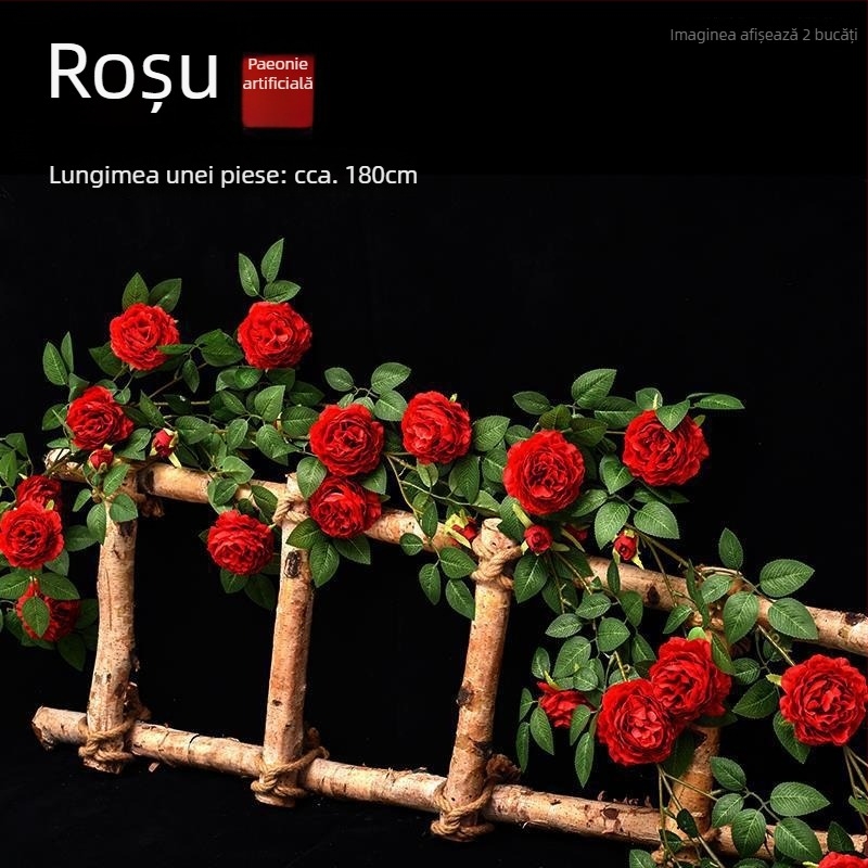 Viță artificială din mătase cu trandafiri, decor pe perete pentru nuntă, exterior și recuzită pentru fotografie