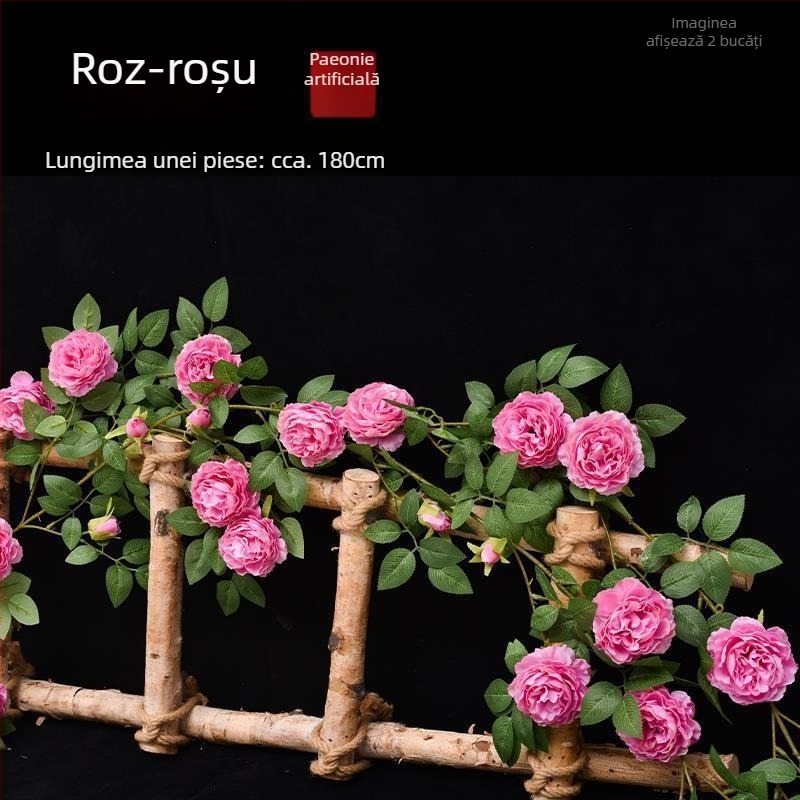 Viță artificială din mătase cu trandafiri, decor pe perete pentru nuntă, exterior și recuzită pentru fotografie