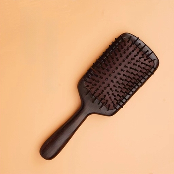 Pieptene din lemn de santal cu pernă de aer pentru masajul scalpului, design pătrat, pentru uz casnic