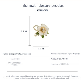 Broșă din cupru cu floare de gardenie, finisaj cu picături de ulei — accesoriu decorativ și memorial