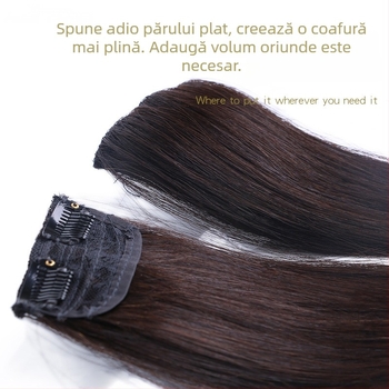 Real Hair Pad – Dispozitiv invizibil pentru volum la tâmple, păr drept, Păr real, Model Real Hair 2-3 Card Pad, poate fi vopsit, Brand Qiao Xi