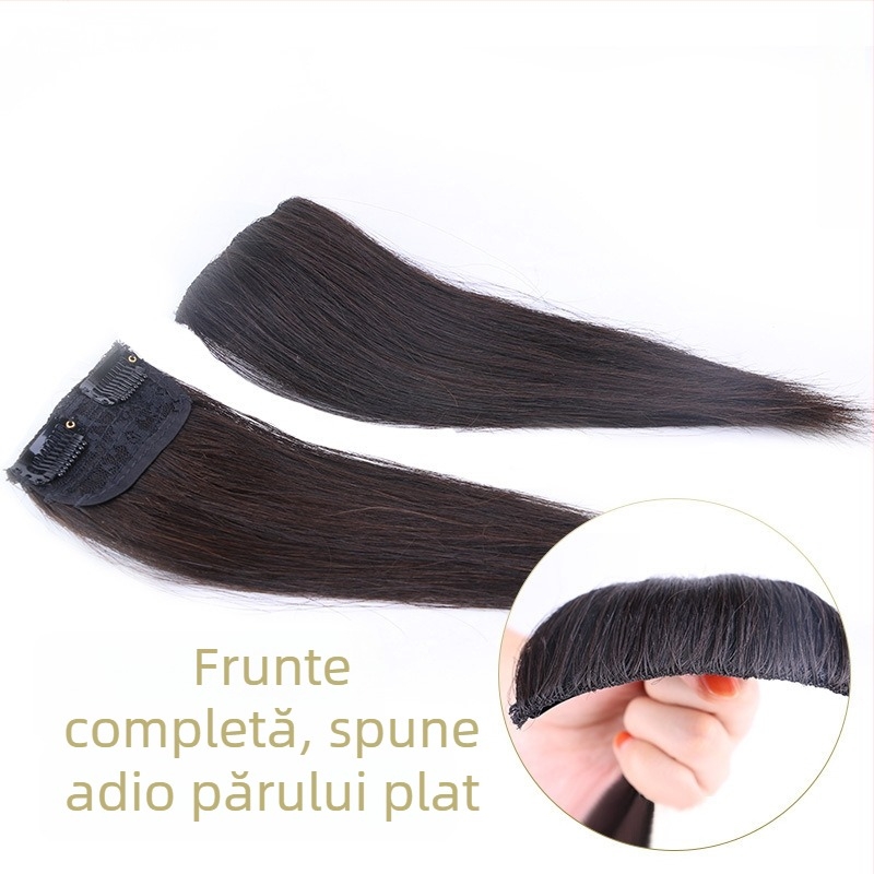 Real Hair Pad – Dispozitiv invizibil pentru volum la tâmple, păr drept, Păr real, Model Real Hair 2-3 Card Pad, poate fi vopsit, Brand Qiao Xi