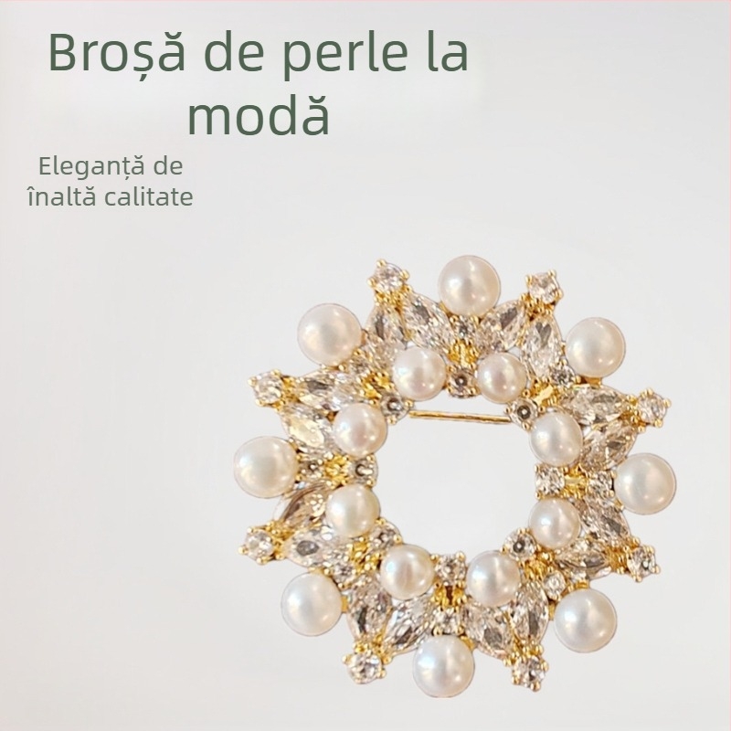 Broșă florală din cupru, finisaj electroplating, accesorii feminine pentru decorare și fixare eșarfă