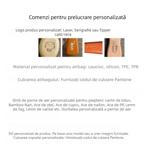 Pieptene de masaj din lemn cu pernă de aer – bambus, Golden Age, Huizhou