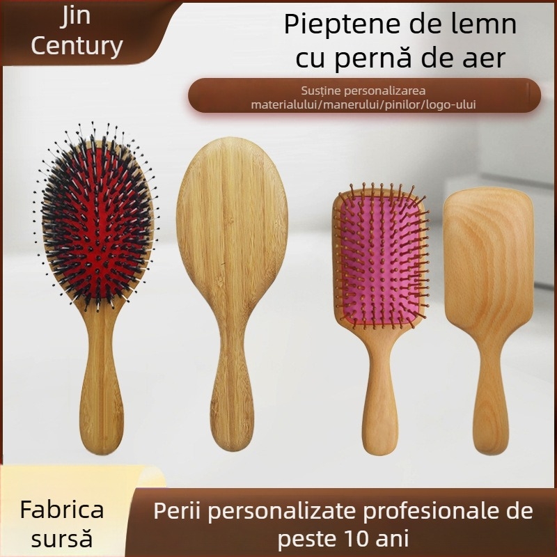 Pieptene de masaj din lemn cu pernă de aer – bambus, Golden Age, Huizhou