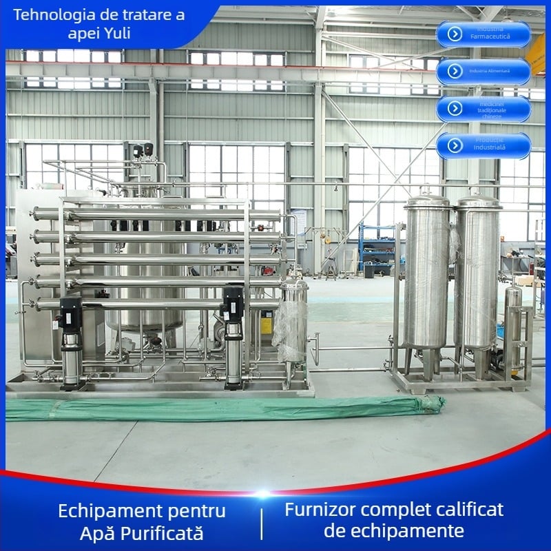 Echipament pentru apă purificată (capacitate 1 t; osmoză inversă secundară; filtrare pentru industria farmaceutică și cosmetică)
