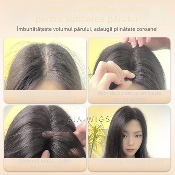 Piesă de păr reală pentru partea superioară a capului (model 3×12) — ultra-subțire, respirabilă, acoperă goluri mari în păr, oferă volum, breton drept sau înclinant