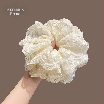 Elastic de păr din material textil cu dantelă florală mică – făcut manual, inspirație Japonia și Coreea, stil proaspăt și dulce, primăvara 2025