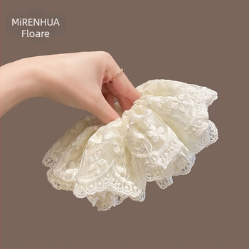 Elastic de păr din material textil cu dantelă florală mică – făcut manual, inspirație Japonia și Coreea, stil proaspăt și dulce, primăvara 2025