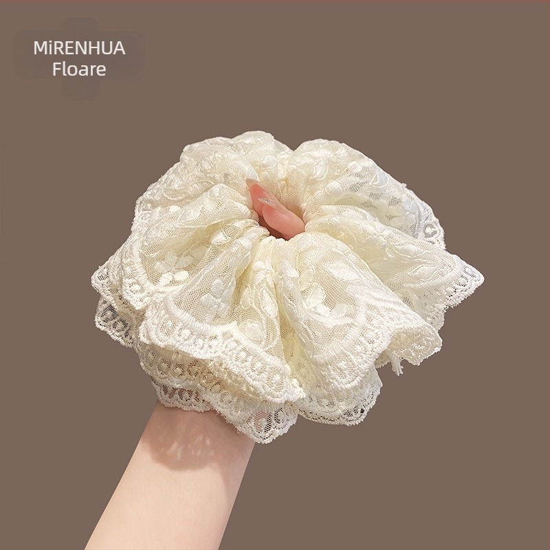 Elastic de păr din material textil cu dantelă florală mică – făcut manual, inspirație Japonia și Coreea, stil proaspăt și dulce, primăvara 2025