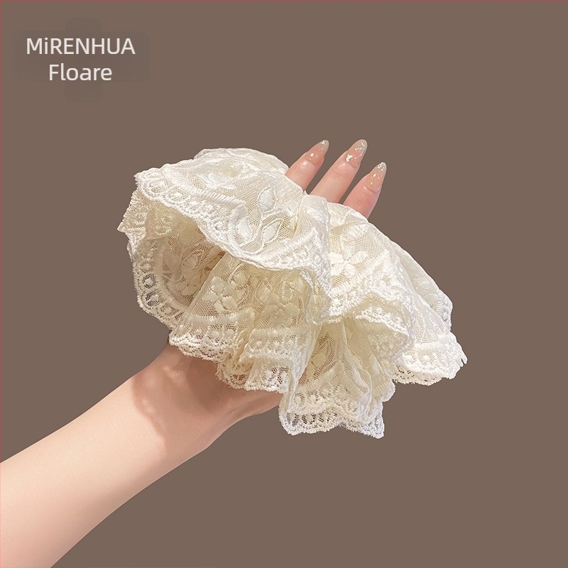 Elastic de păr din material textil cu dantelă florală mică – făcut manual, inspirație Japonia și Coreea, stil proaspăt și dulce, primăvara 2025