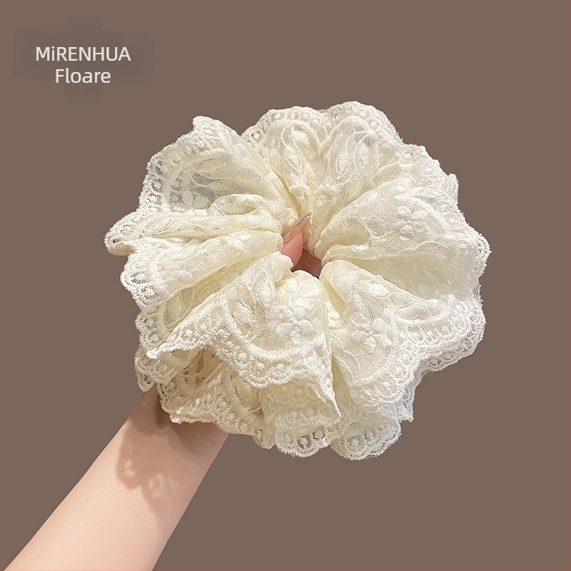 Elastic de păr din material textil cu dantelă florală mică – făcut manual, inspirație Japonia și Coreea, stil proaspăt și dulce, primăvara 2025