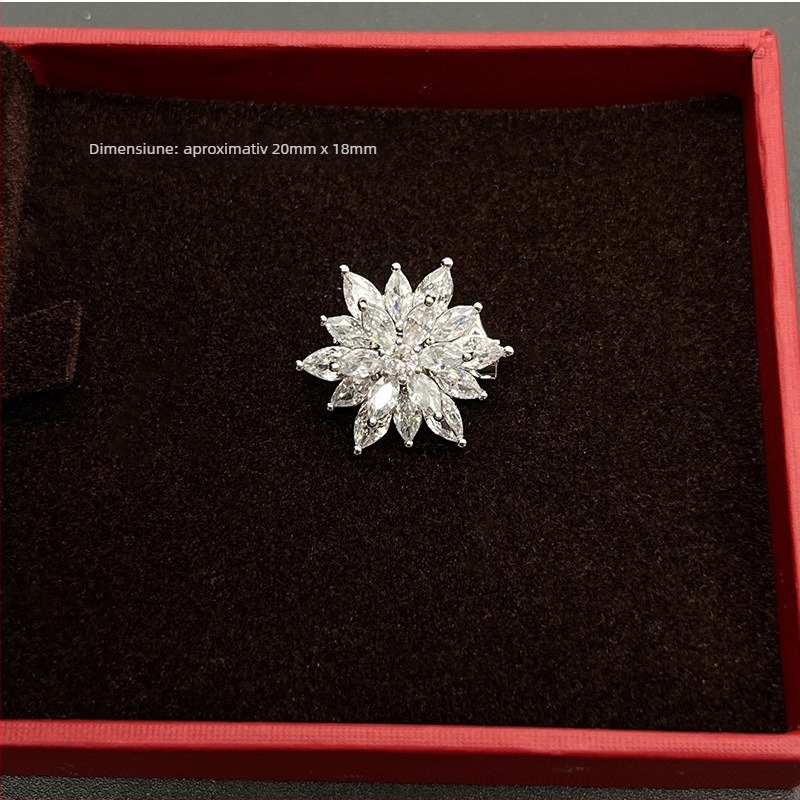 Broșă – stil coreean, design floral, cupru, micro-incrustare, funcție: anti-lumină (Material: Cupru; Stil: Coreean; Design: Floral; Tratament: Micro-incrustare; Funcție: Anti-lumină)