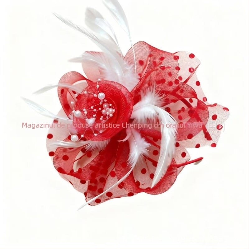 Accesoriu de păr cu pene pentru mireasă, lucrat manual, pene naturale, pandantiv