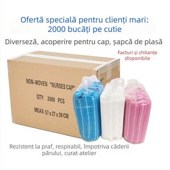 Palarie de unică folosință pentru bucătari, cu protecție împotriva prafului și a căderii părului; modelul 09; căptușeală pe cap; orificii de aer; potrivită pentru fabrici alimentare, laboratoare și bucătării