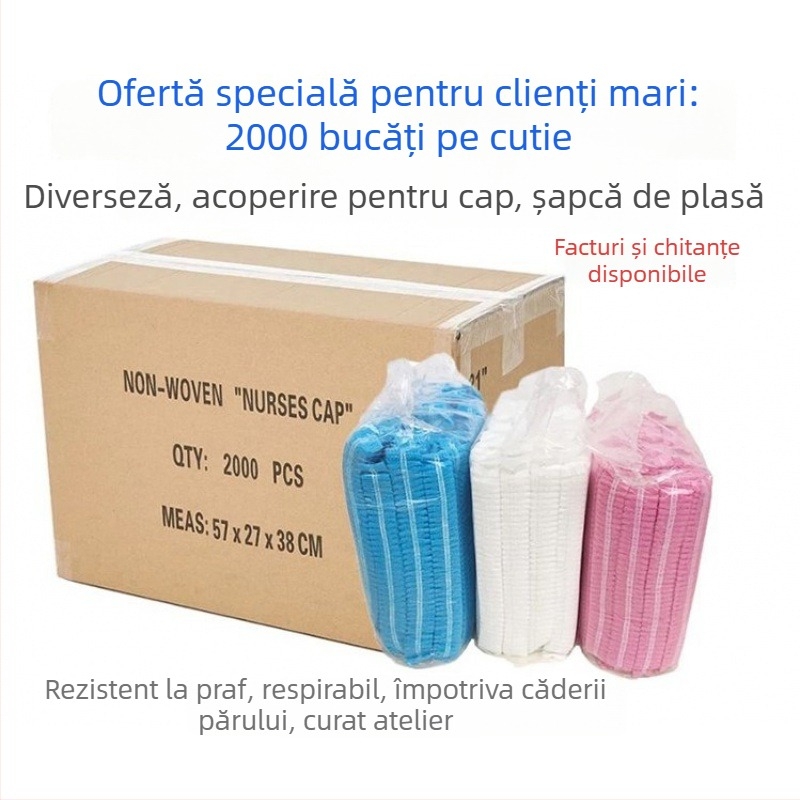 Palarie de unică folosință pentru bucătari, cu protecție împotriva prafului și a căderii părului; modelul 09; căptușeală pe cap; orificii de aer; potrivită pentru fabrici alimentare, laboratoare și bucătării