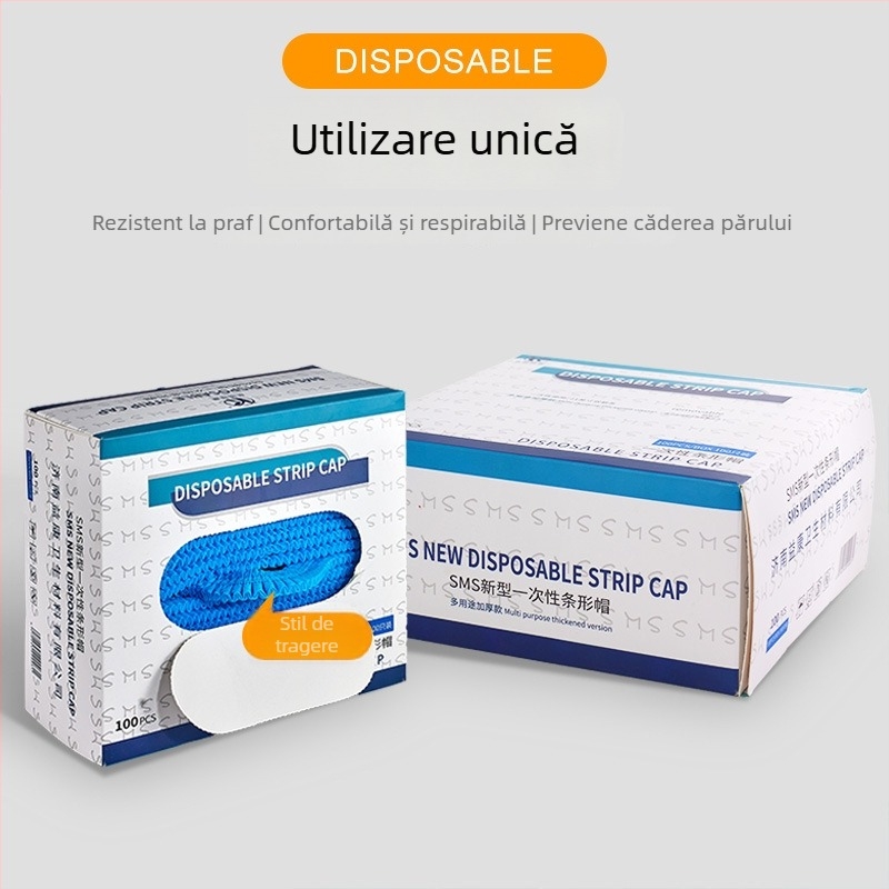 Pălărie de unică folosință din material nețesut, cu plasă pentru păr, protecție la praf, respirabilă, potrivită pentru fabrici și laboratoare