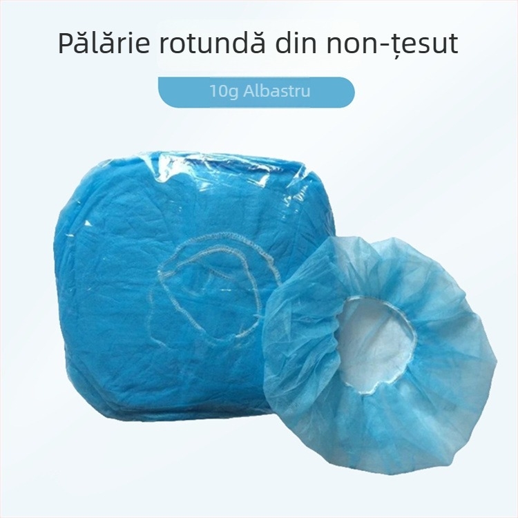 Pălărie de unică folosință din PP nețesut, rotundă, cu orificii de respirație; protecție împotriva prafului și a părului; potrivită pentru fabrici alimentare și camere curate; 10/20/30 g/m²; 100 bucăți pe pachet.