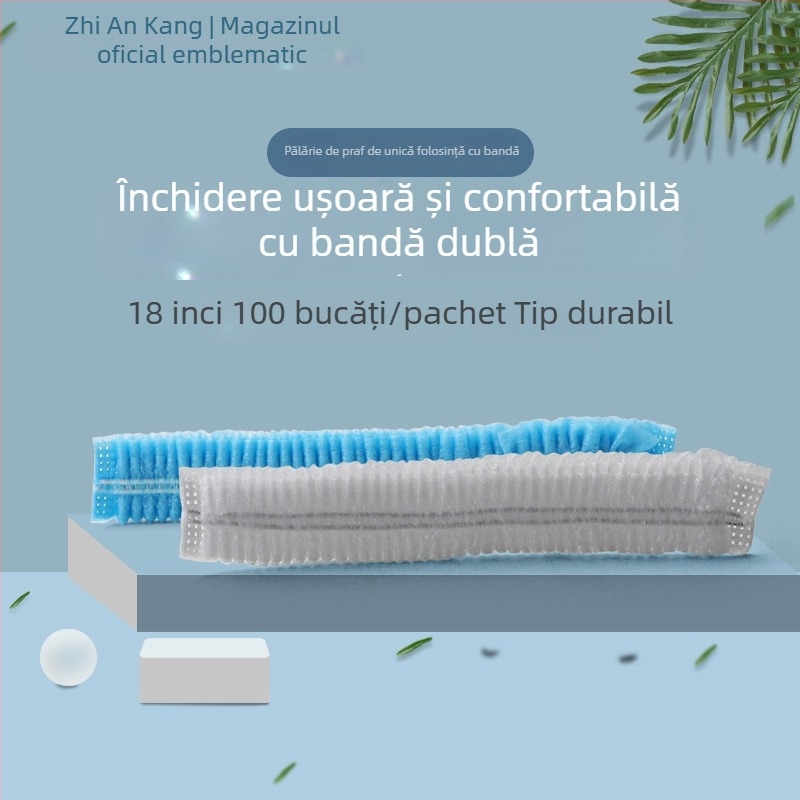 Șapcă de unică folosință din material nețesut, cu plasă pentru păr, pentru industria alimentară – protecție împotriva prafului și căderii părului