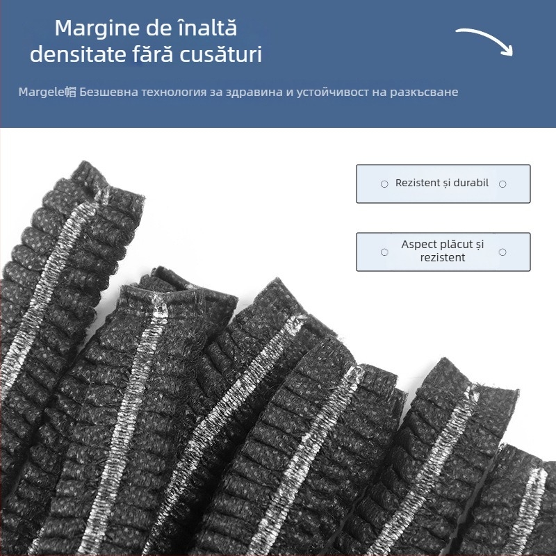 Pălărie-capă de unică folosință pentru industria alimentară, cu orificii de respirație, model Re004, Standard Național, protecție împotriva prafului și fixare a părului, potrivită pentru spații curate și catering.
