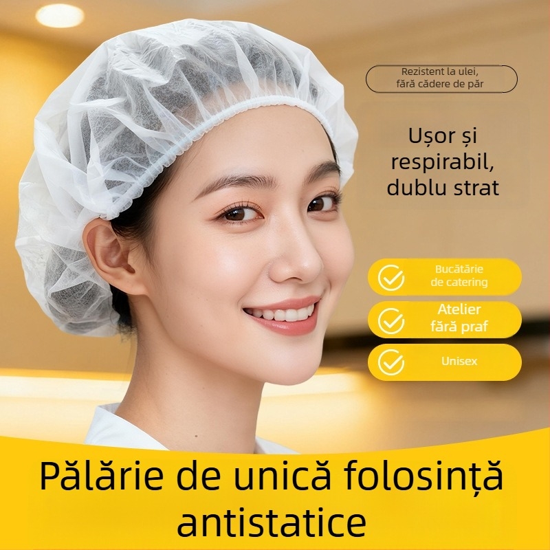 Șapcă de păr de unică folosință din material nețesut, formă în bandă, anti-static, model 444r, potrivită pentru fabrica de alimente
