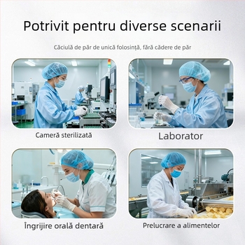 Bonetă de laborator de unică folosință din material nețesut, cu căptușeală în dungă, protecție împotriva prafului (100 buc./pachet, 20 pachete/cutie)