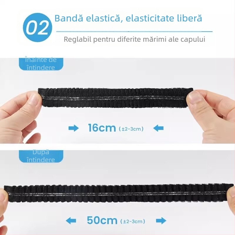 Șapcă de unică folosință din material nețesut, cu plasă pentru păr, respirabilă, rezistentă la praf, destinat utilizării în interior