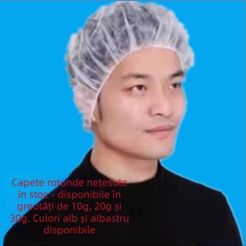 Șapcă rotundă de unică folosință, din țesătură nețesută, protecție împotriva prafului și a căderii părului, bonetă cu plasă respirabilă, pentru producția electronică, alimentară, textile, spitale și bucătării hoteliere