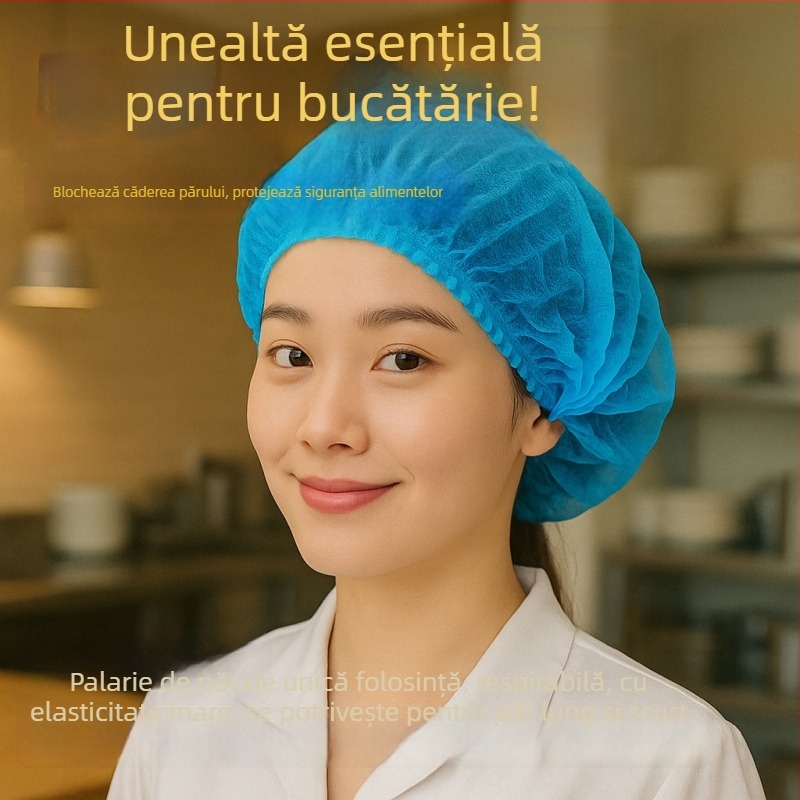 Bonetă de unică folosință din material nețesut pentru păr, model Bar cap, ventilată, pentru industria alimentară