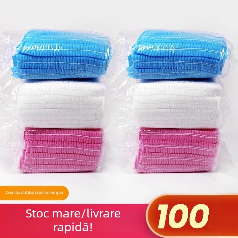 Bonetă de unică folosință, protecție împotriva prafului, respirabilă, pentru saloane de înfrumusețare și fabrici, bonetă de păr din material nețesut, șapcă de bucătar cu bandă