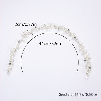 Bandă pentru păr în stil coreean, cu perle și cristale - design în val