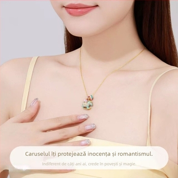 Colier cu ponei înaripat din argint 925, lanț pentru claviculă, lungime 21–50 cm, extensie până la 10 cm, placare electroplatinată, stil ușor de lux