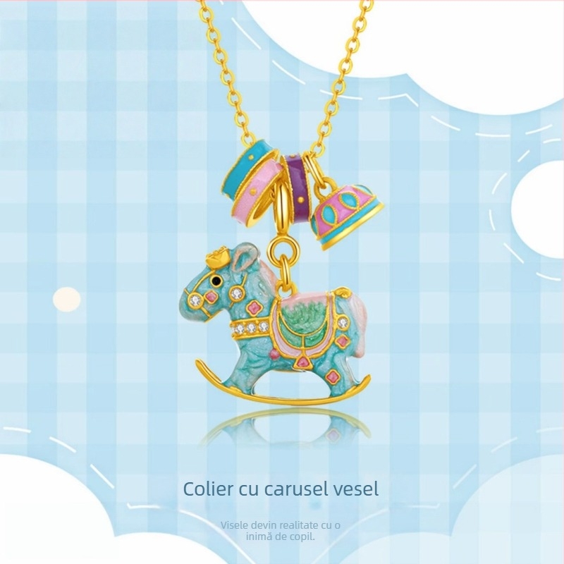 Colier cu ponei înaripat din argint 925, lanț pentru claviculă, lungime 21–50 cm, extensie până la 10 cm, placare electroplatinată, stil ușor de lux