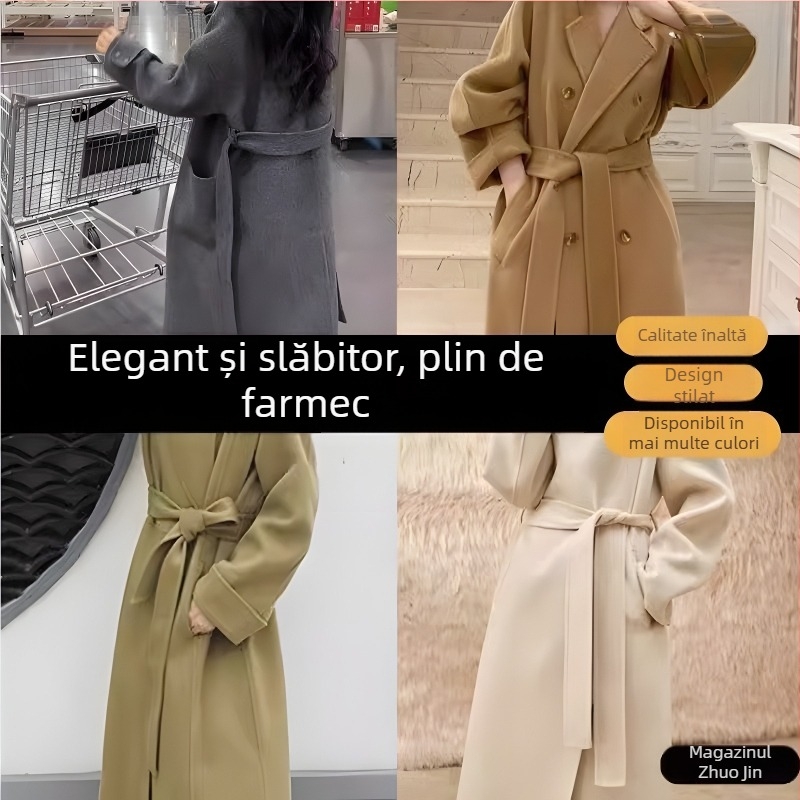 Curea dublu-față din lână pentru haine de exterior, lățime 5 cm, stil leisure, pentru iarnă, primăvară și toamnă
