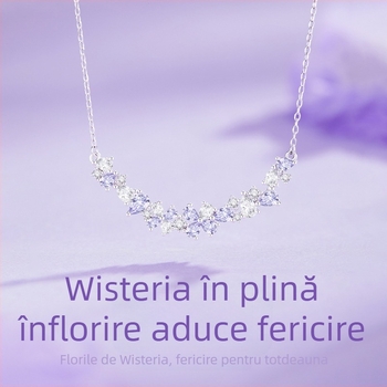 Colier din argint S925 cu pandantiv în formă de floare din zirconiu, lanț încrucișat, stil luxos lejer