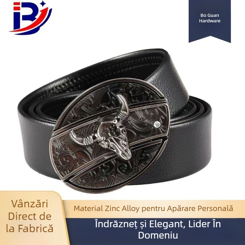  cataramă de curea din aliaj, formă ovală, cataramă netedă, model cap de bou, stil hip-hop