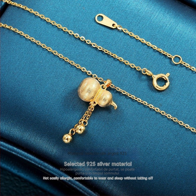 Colier cu ciucuri în formă de dovleac, stil chinezesc, argint 925, lanț în formă de O, AFH