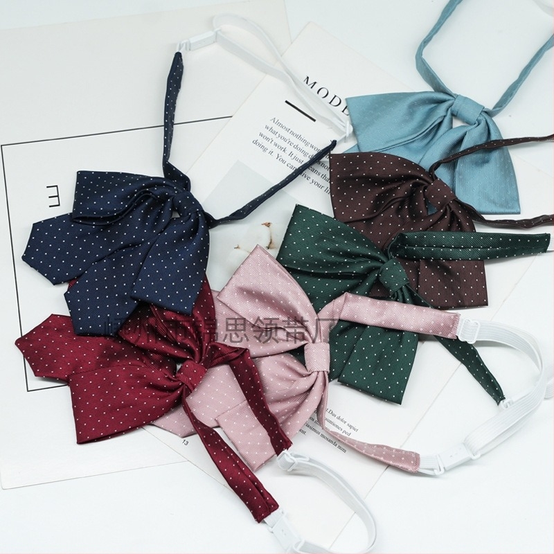 Fundă pentru guler cu floare – femei, stil coreean, tip săgeată, jacquard, poliester, model cu puncte