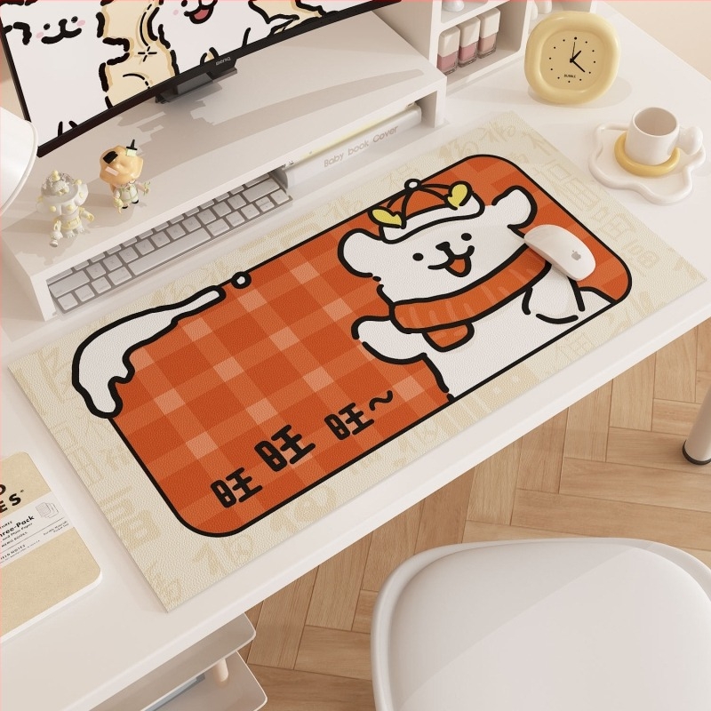 Covoraș de birou cu cățeluș desen animat, anti-derapant, piele, transfer termic