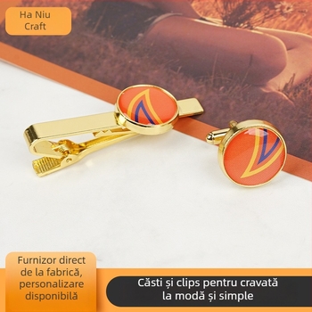 Clip cravată, cu cap plat, masculin, monocrom, aliaj zinc + cupru