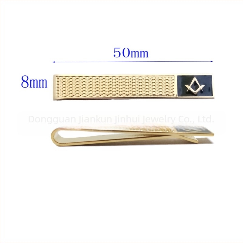 Clip pentru cravată din cupru, design geometric pătrățos, placat electrochimic