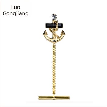 Clip pentru cravată, Floare de guler geometric monocrom, Aliaj placat cu 18K, Cap plat, Pentru bărbați, Ținută de seară