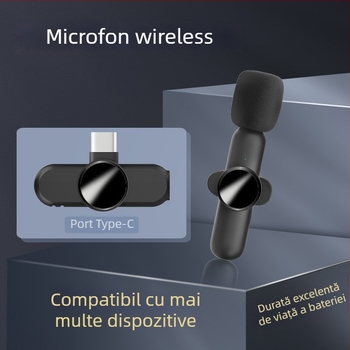 Microfon lavalier wireless, autonomie extrem de lungă pentru streaming live pe telefon, interviuri, reducerea zgomotului