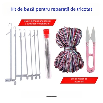 Set de unelte croșetat cu cârlig cu limbă pentru repararea puloverelor din lână, cârlig mic cu limbă, ac subțire pentru fir ultra-fin