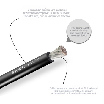 Cablu din silicon moale 8 AWG pentru baterii Li-ion, drone și modele de aeronave — rezistent la coroziune